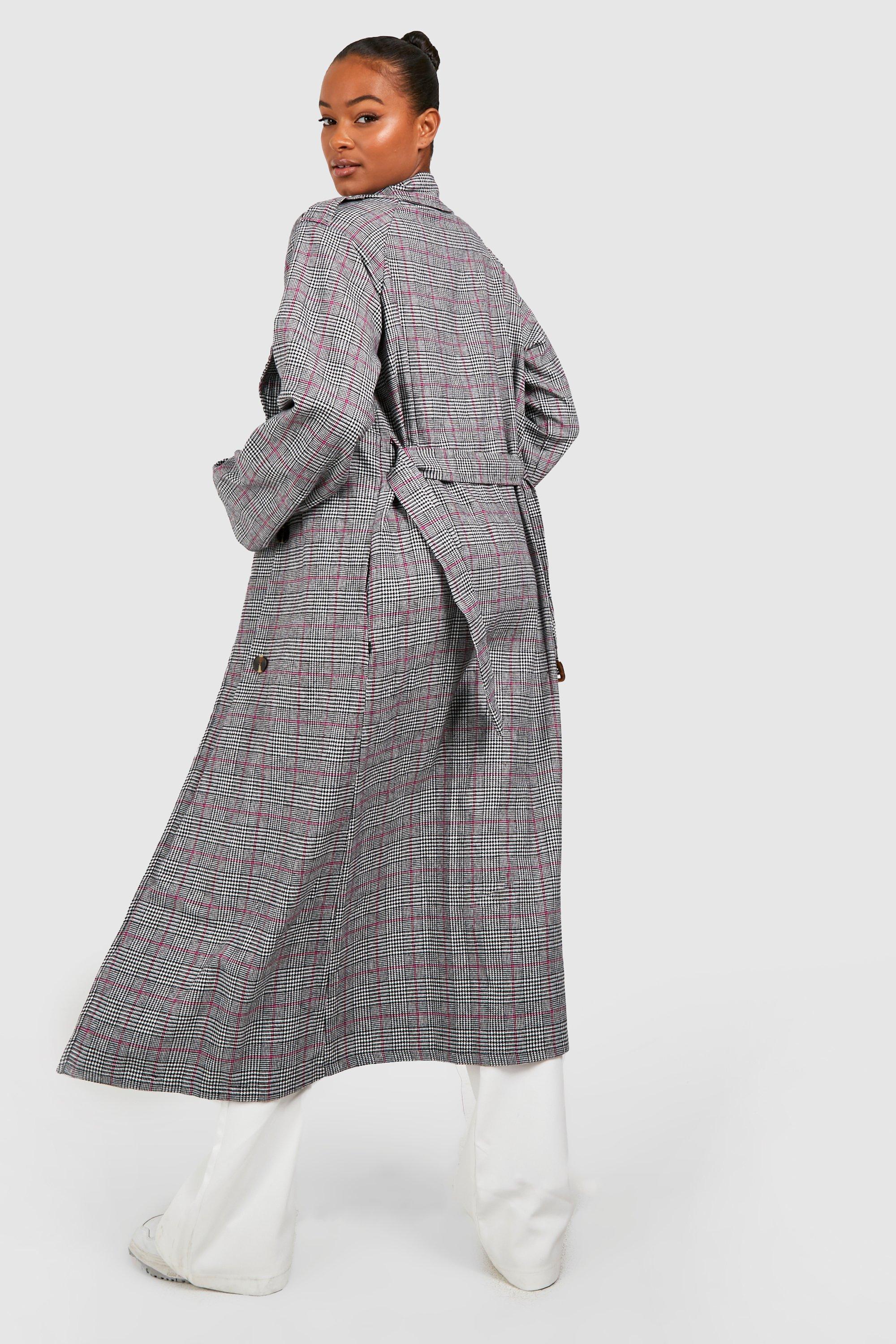 Grey check coat womens online